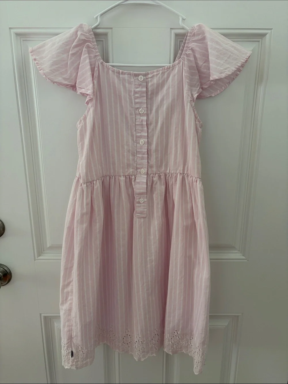 GAP Girls Light Pink Striped Eyelet Sundress